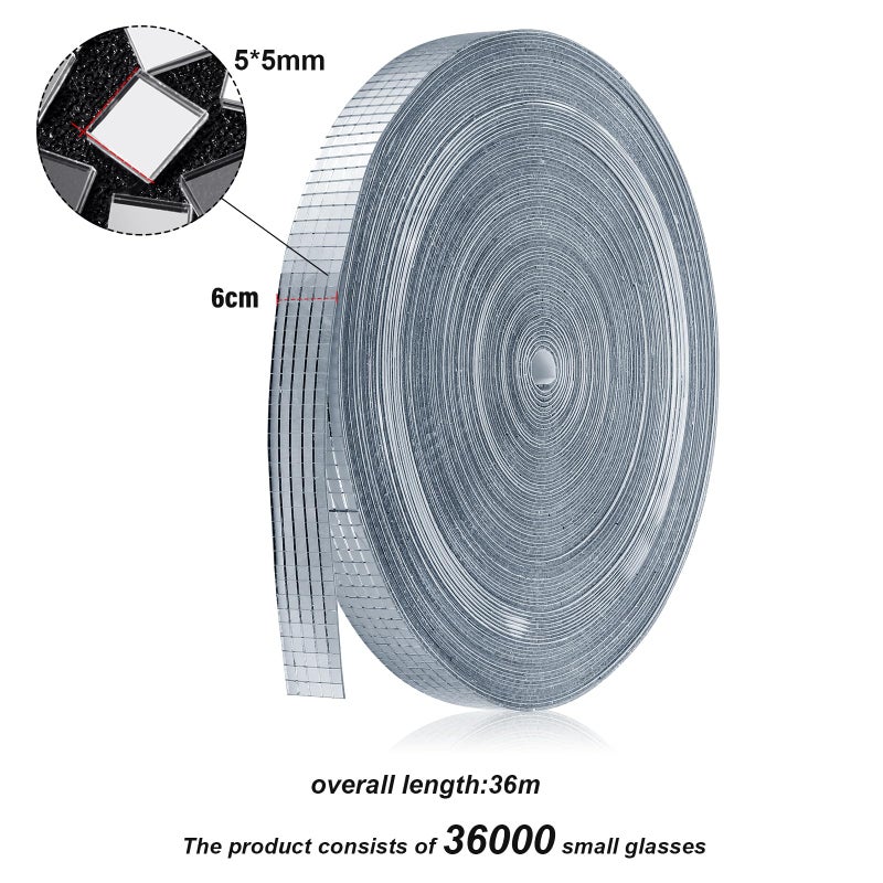 SATINIOR 36000 Pcs Disco Ball Mirror Tiles Self Adhesive for Crafts 5 x 5 mm Small Disco Tape Ball Stickers Square Mosaic Tiles Mirror Pieces for DIY Craft Party Decor - Image 2